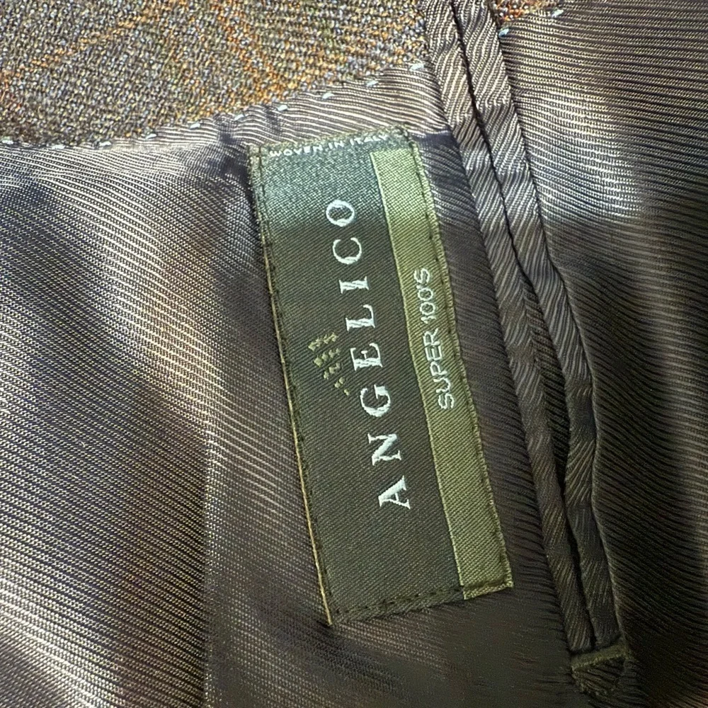 Joseph Abboud Blue Plaid suit jacket Angelico Super 100s Wool medium